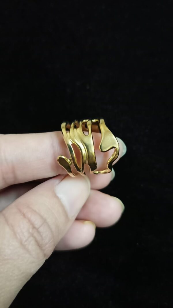 Chunky Hollow Abstract Wide Ring - Image 2