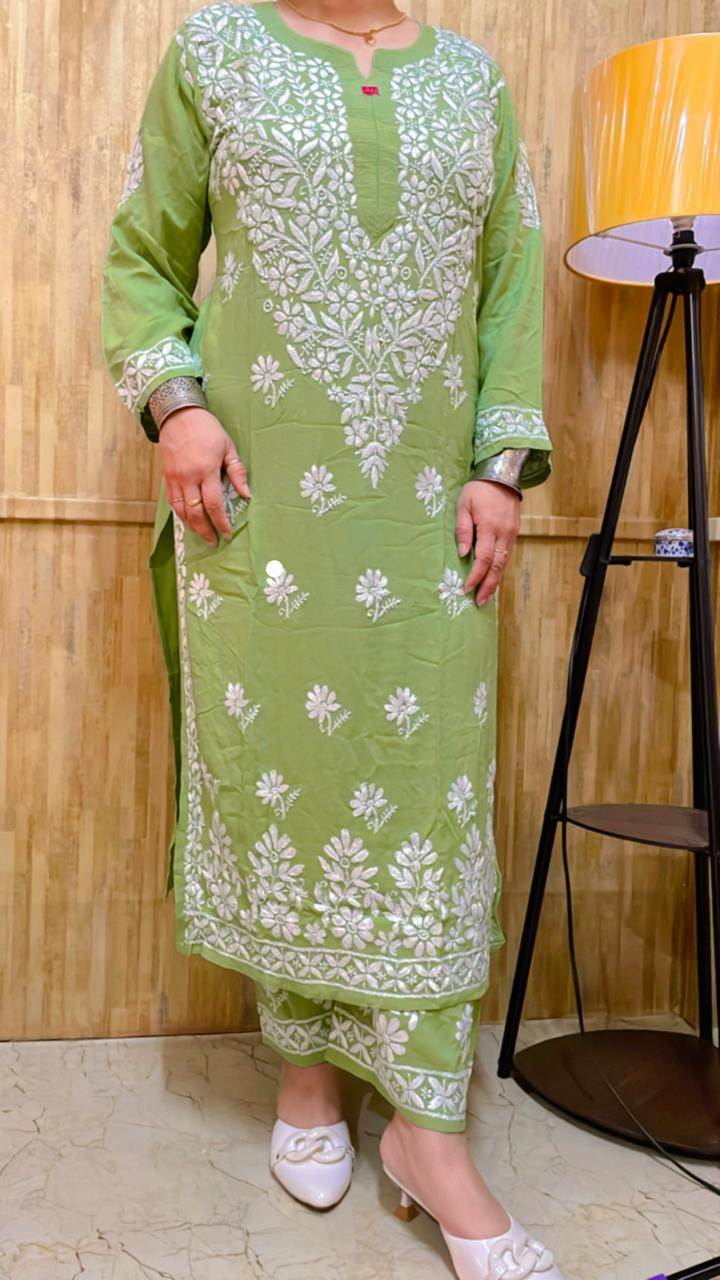 Chikankari Kurta Plazo Set -40 size