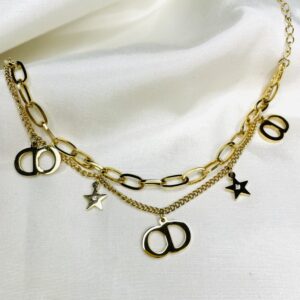 Gold plated stainless steel charm bracelet