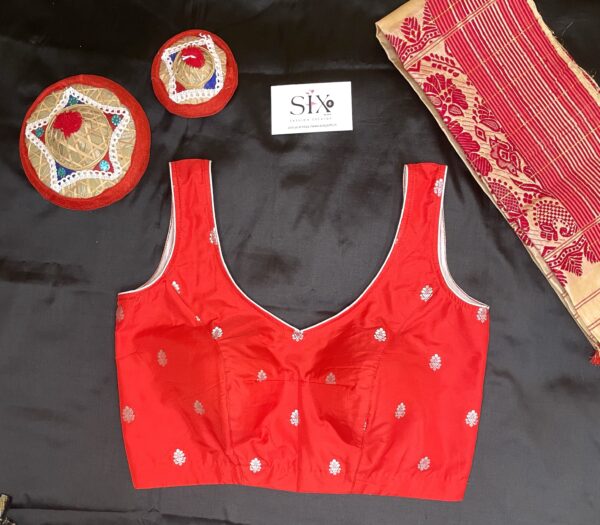 Red silk bouse
