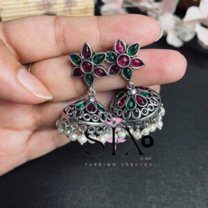 Oxidised silver earrings