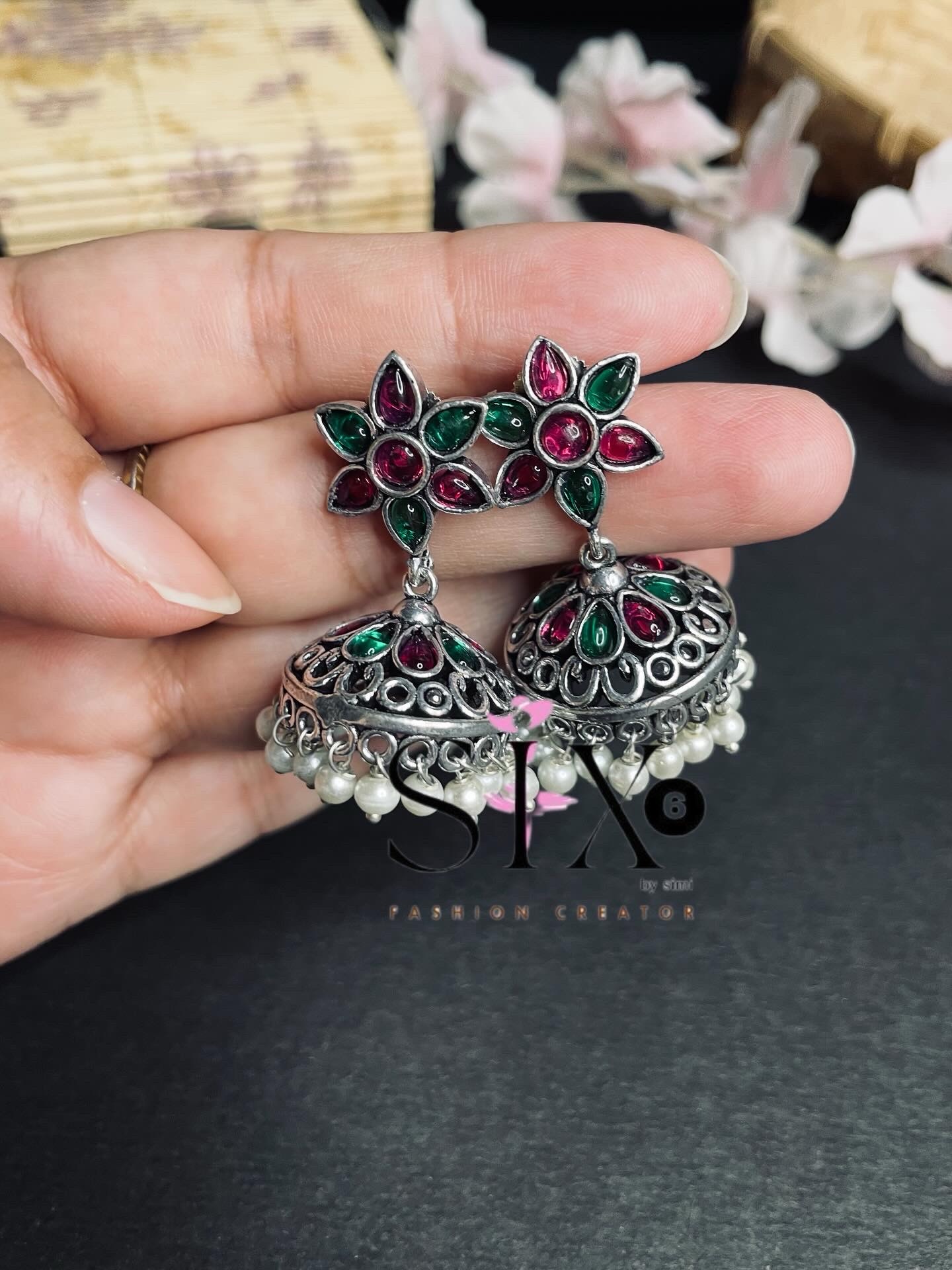 Oxidised silver earrings