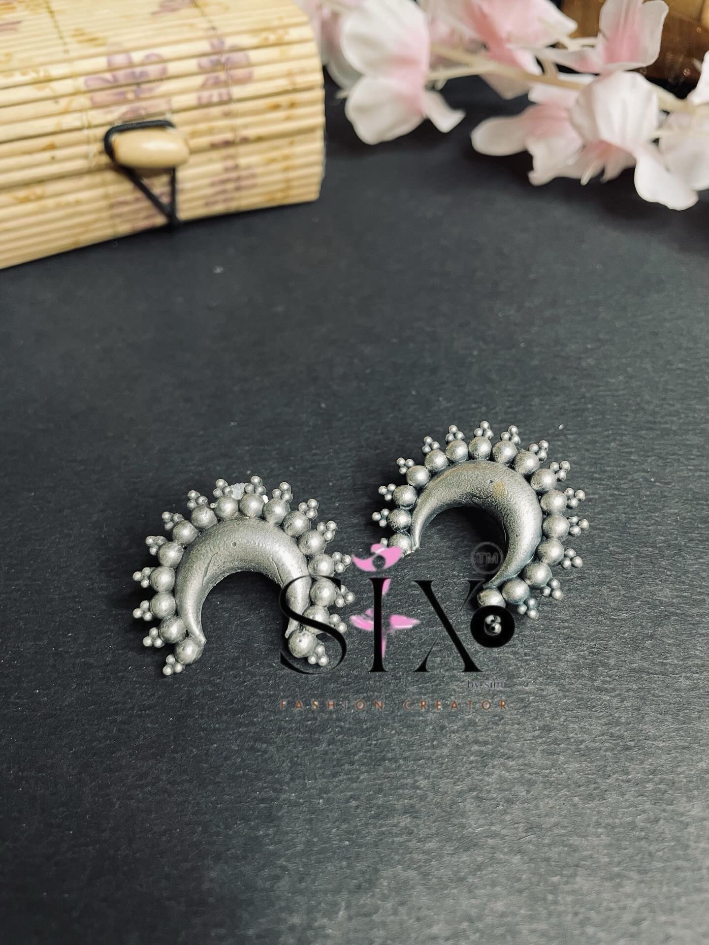 Oxidised silver earrings