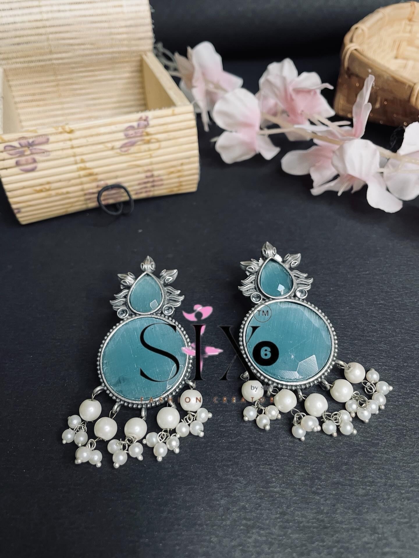 Oxidised silver earrings