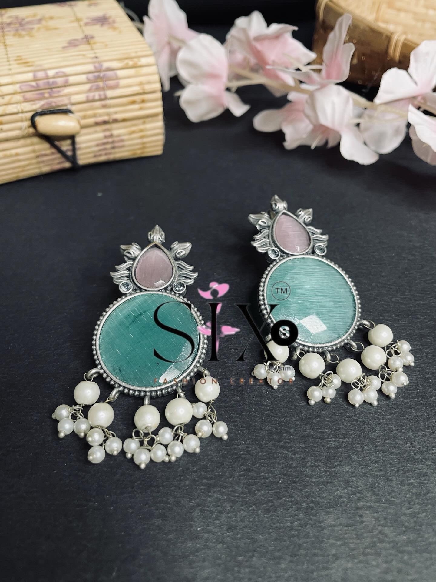 Oxidised silver earrings