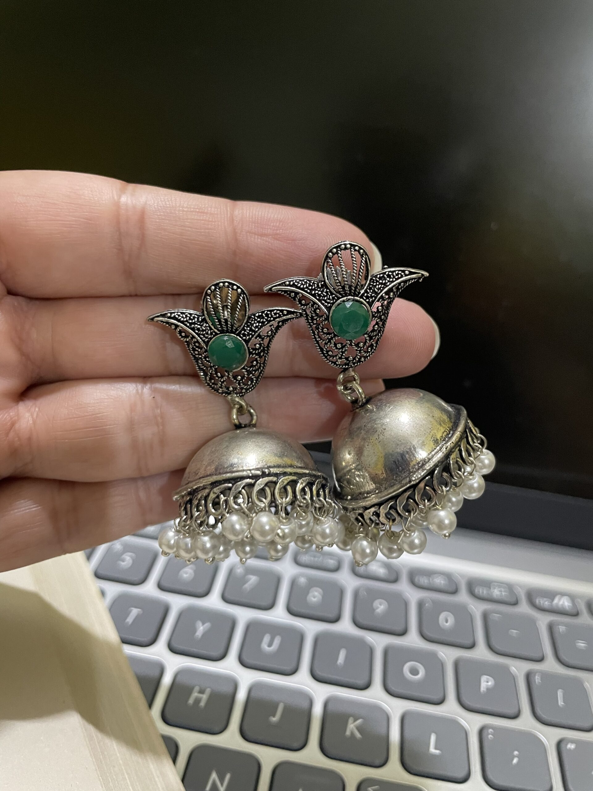 Oxidised silver earrings