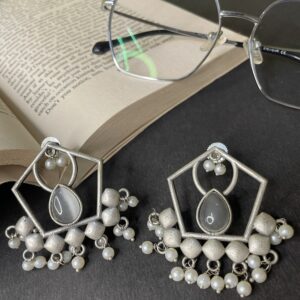 Oxidised silver earrings