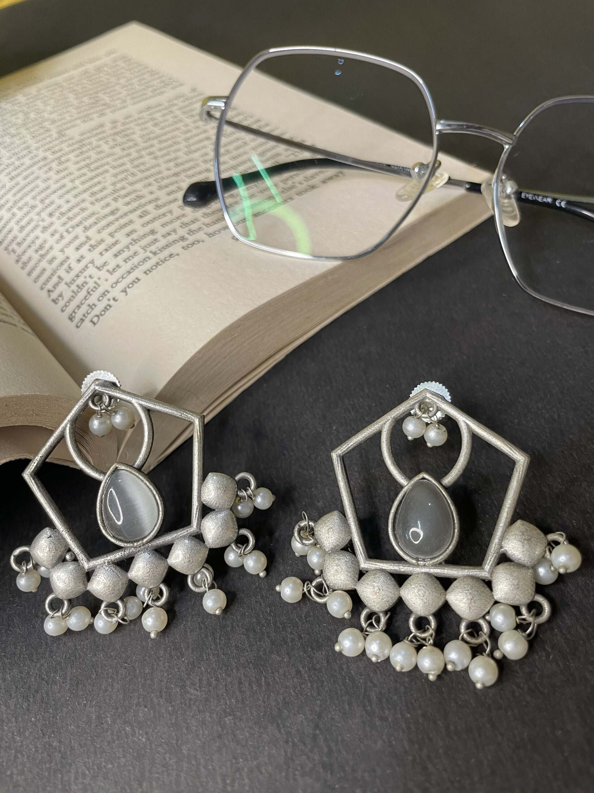 Oxidised silver earrings