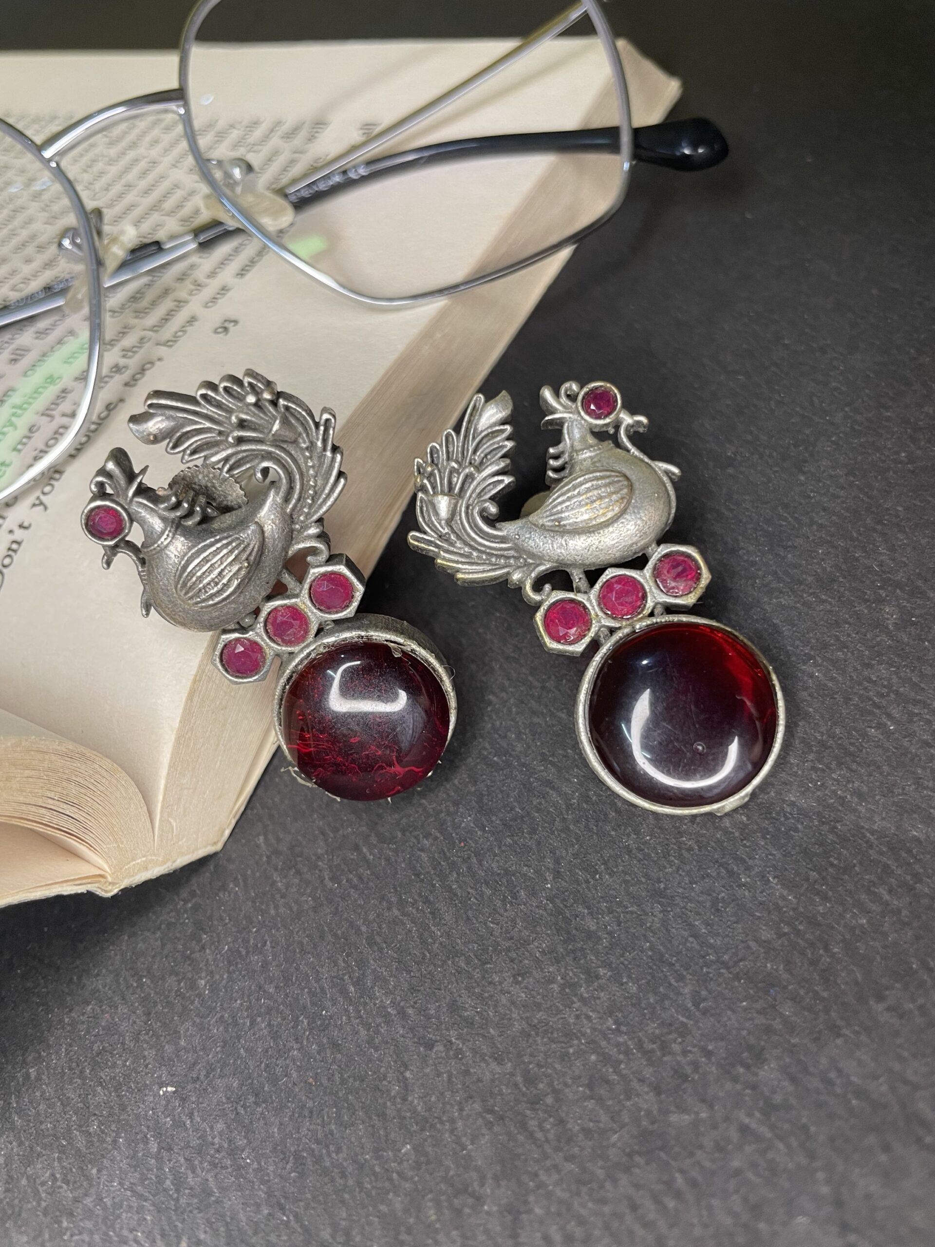 Oxidised silver earrings