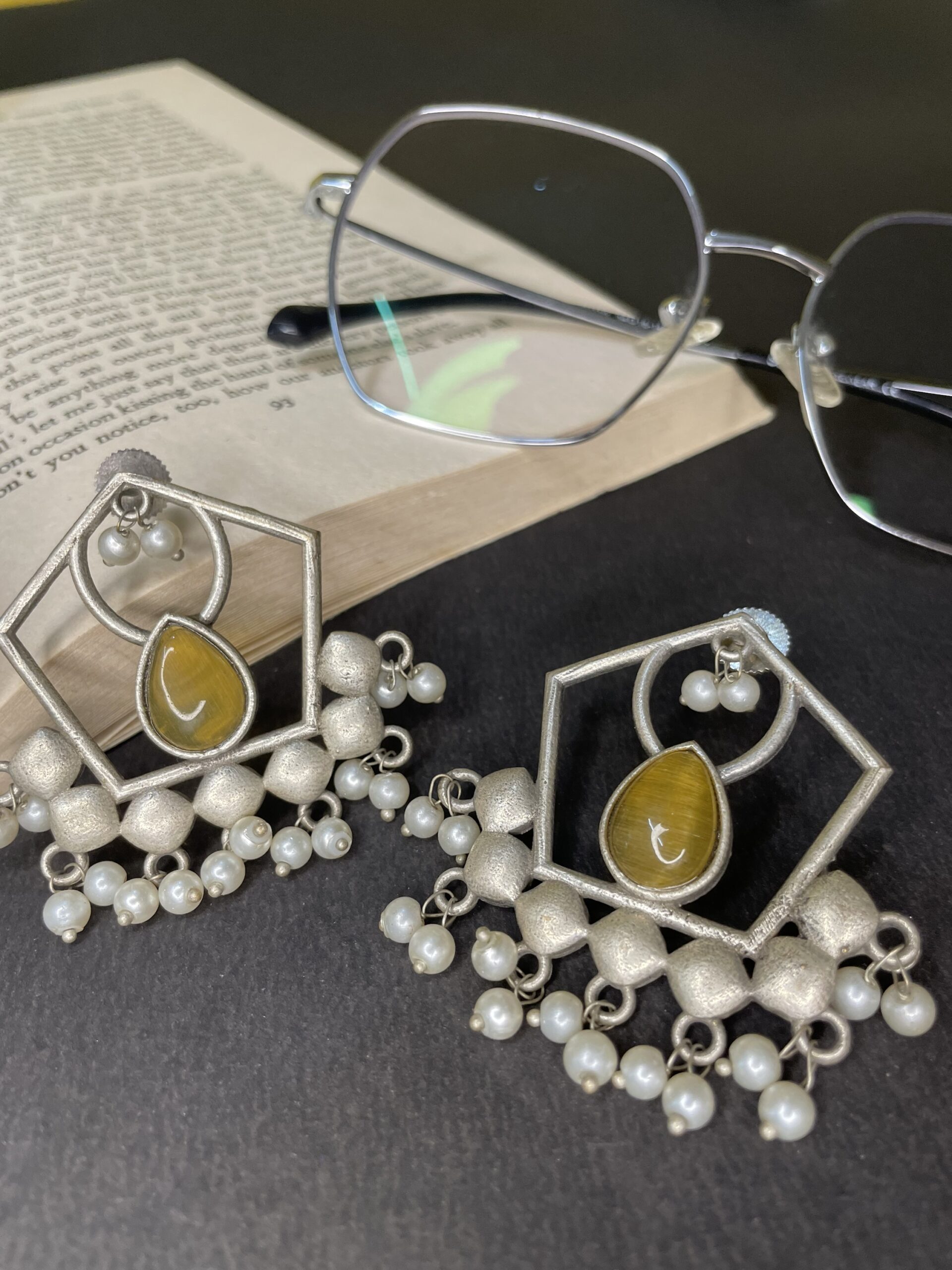 Oxidised silver earrings