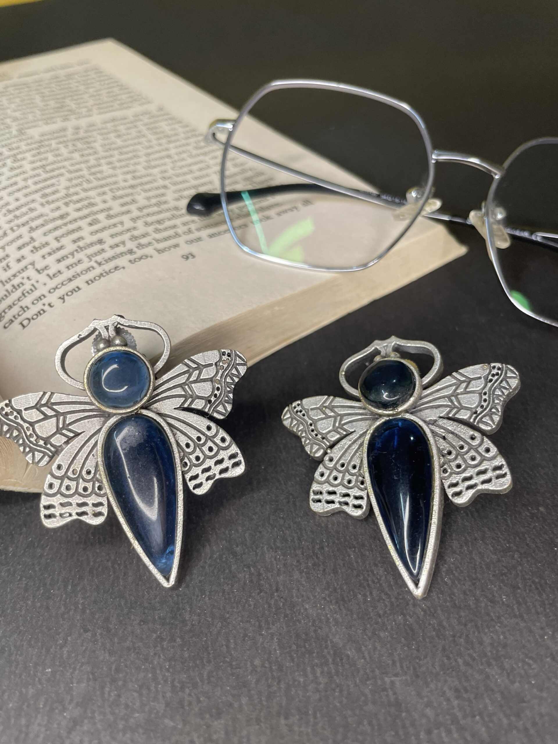 Oxidised silver earrings